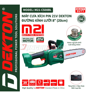 Thân máy cưa xích 20mm pin 21V Dekton M21-CS08BL