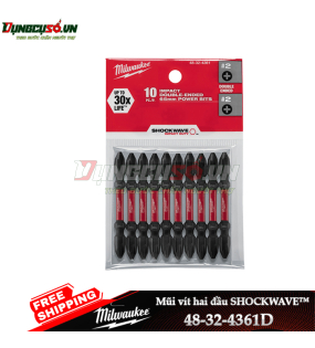 Đầu vặn vít  ngắn (PH2-65mm) Milwaukee 48-32-4361D (bộ 10 mũi)