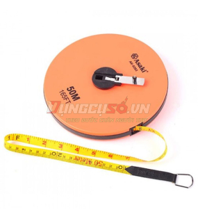 Thước dây sợi thủy tinh nền vàng chịu lực 70kg 50m Asaki AK-0393