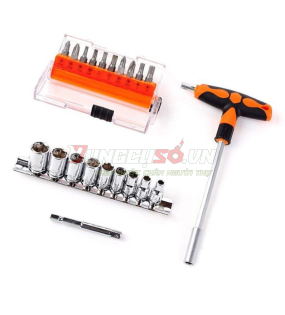 Bộ mũi vít & đầu tuýp & tay vặn chữ T 21 chi tiết Asaki AK-6357