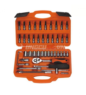 Bộ tuýp 1/4″ 6 cạnh 46 chi tiết xi bóng Cr-V Asaki AK-9754