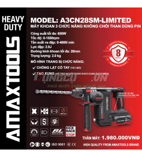 Thân máy khoan bê tông Pin 21V Amatools A3CN28SM-Limited 