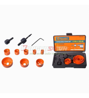 Bộ mũi khoét lỗ gỗ và thạch cao 11 chi tiết 19 – 64 mm Asaki AK-3682