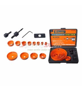 Bộ mũi khoét lỗ gỗ và thạch cao 16 chi tiết 19 – 127mm Asaki AK-3683