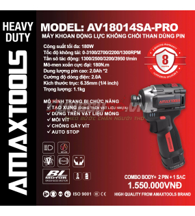 Máy vặn vít dùng pin 16V Amaxtools AV18014SA-PRO