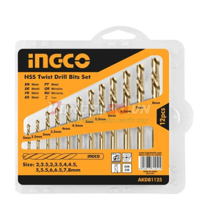 Bộ 12 mũi khoan kim loại Hss INGCO AKDB1125
