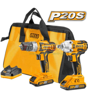 Bộ combo máy khoan 10mm và máy vặn vít 1/4″ pin 20V INGCO CKLI2006