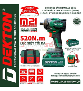 Máy siết bu lông 12.7mm pin 21V 520N.m Dekton M21-IW520NPC