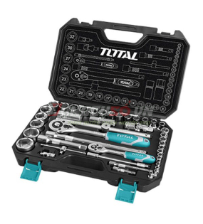 Bộ socket 44 chi tiết và cần siết 2 chiều Total THT421441