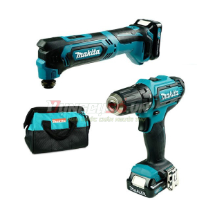 Bộ sản phẩm máy đa năng, máy khoan vặn vít pin 12V Makita CLX225SX1