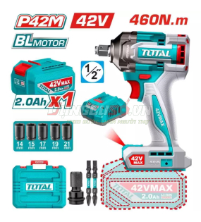 Máy siết bu lông không chổi than dùng pin TOTAL TIWLI42461 (42V)