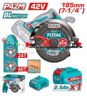 Máy cưa đĩa tròn không chổi than dùng pin 42V TOTAL TSLI4218511