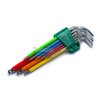 Bộ lục giác bi dài 9 chi tiết 1-10mm Sata 09101CH