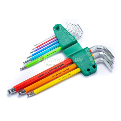 Bộ lục giác bi dài 9 chi tiết 1-10mm Sata 09101CH