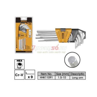 Bộ 9 Chìa Lục Giác 1.5-10mm INGCO HHK11091