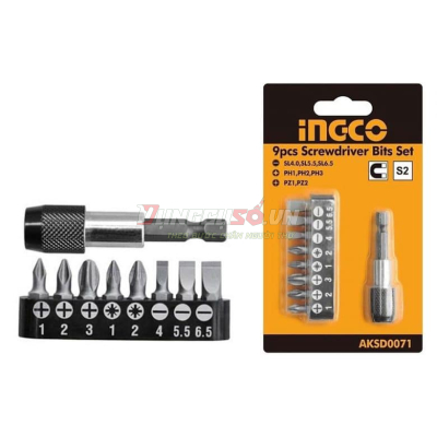 Bộ 9 đầu tua vít INGCO AKSD0071