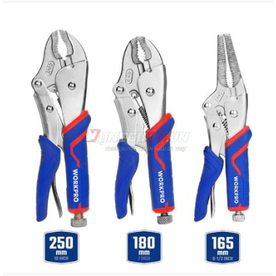 Bộ kìm có răng khóa, bằng thép CR-V (1 SET = 3 cái) Workpro - WP201003