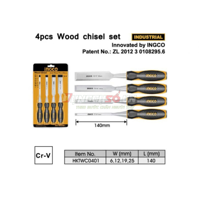 Bộ 4 đục gỗ 6-25mm INGCO HKTWC0401
