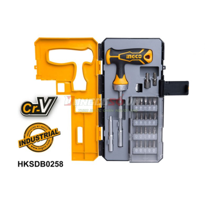 Bộ 25 tua vít tay cầm chữ T INGCO HKSDB0258