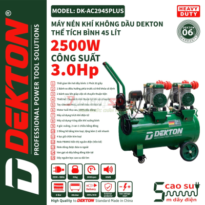 Máy nén khí không dầu 45L Dekton DK-AC2945 Plus
