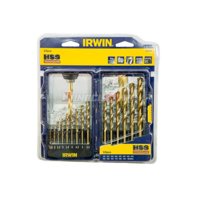 Bộ mũi khoan kim loại 15 chi tiết TITANIUM HSS IRWIN 10503991