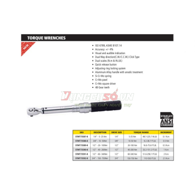 Cần chỉnh lực 1/2″(40-200Nm,519mm) Stanley STMT73590-8 