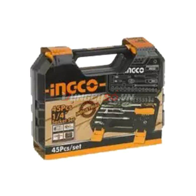 Bộ 45 đầu tuýp 1/4 in và cần 2 chiều INGCO HKTS14451