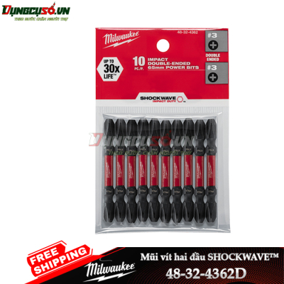 Đầu vặn vít  ngắn (PH3-65mm) Milwaukee 48-32-4362D (bộ 10 mũi)