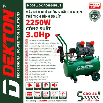 Máy nén khí không dầu 50L Dekton DK-AC6950 Plus