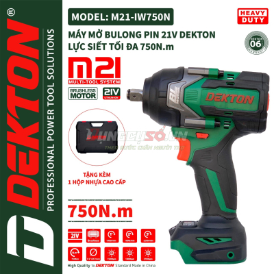 Thân máy siết bu lông 12.7mm pin 21V 750N.m Dekton M21-IW750N