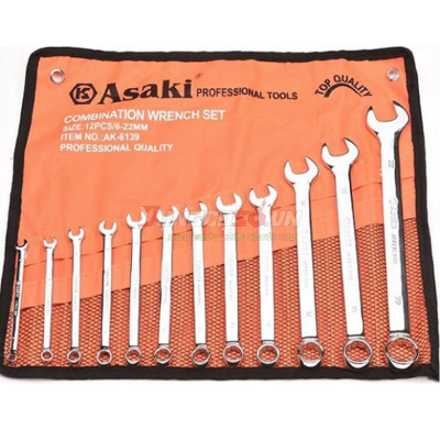 Bộ cờ lê vòng miệng 12 chi tiết xi bóng Asaki AK-6139