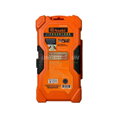Bộ dụng cụ đa năng & tay vặn 2 chiều 33 chi tiết Asaki AK-6358