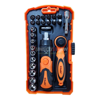 Bộ mũi vít & đầu tuýp & tay vặn 2 chiều 26 chi tiết Asaki AK-6359