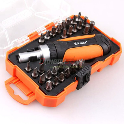 Bộ mũi vít & tay vặn 2 chiều 29 chi tiết Asaki AK-6360