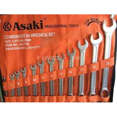 Bộ cờ lê vòng miệng 12 chi tiết xi mờ Asaki AK-7502