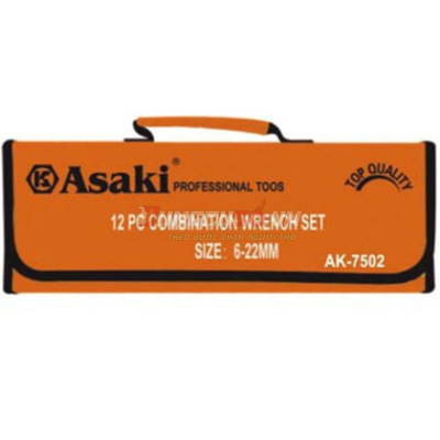 Bộ cờ lê vòng miệng 12 chi tiết xi mờ Asaki AK-7502