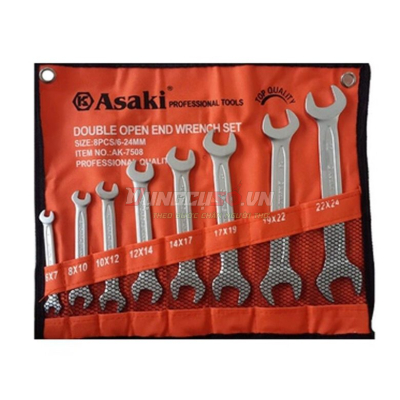 Bộ cờ lê vòng miệng 8 chi tiết xi mờ Asaki AK-7508