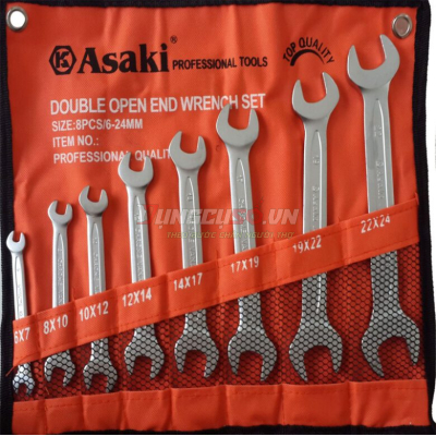 Bộ cờ lê vòng miệng 8 chi tiết xi mờ Asaki AK-7514