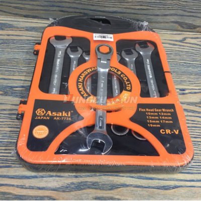 Bộ cờ lê vòng miệng lắc léo tự động Cr-V 7 chi tiết Asaki AK-7734