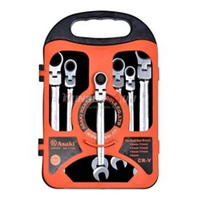 Bộ cờ lê vòng miệng lắc léo tự động Cr-V 7 chi tiết Asaki AK-7734