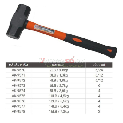 Búa tạ cán nhựa TPR 3LB / 1.3kg Asaki AK-9571