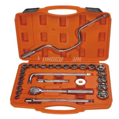 Bộ tuýp 1/2″ 6 cạnh 28 chi tiết xi bóng Cr-V Asaki AK-9761