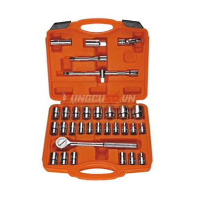 Bộ tuýp 1/2″ 6 và 12 cạnh 32 chi tiết xi bóng Cr-V Asaki AK-9770