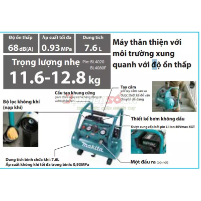 Máy Nén Khí Dùng Pin 40V Makita AC001G