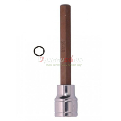 Đầu tuýp gắn mũi lục giác dài (thép hợp kim cao cấp S2) H8 x 100mm Asaki AK-7229