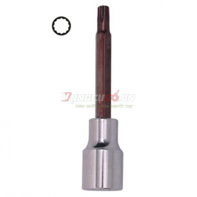 Đầu tuýp gắn mũi bông 12 cạnh dài (thép hợp kim cao cấp S2) M6 x 100mm Asaki AK-7234