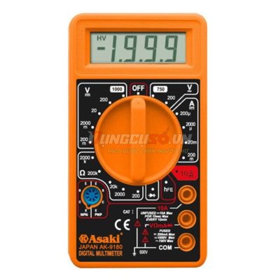 Đồng hồ đo điện vạn năng 3½ Digit LCD Asaki AK-9180