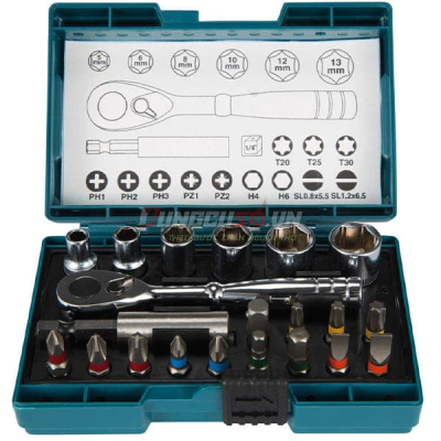 Bộ mũi vặn vít có cần siết 21 chi tiết Makita B-54081
