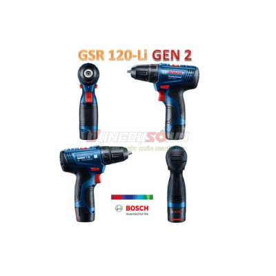 Máy khoan vặn vít pin 12V Bosch GSR 120-LI GEN II ( 01 Pin + Sạc 2 chấu + Phụ kiện ) - 06019G80K5