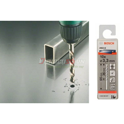 Mũi khoan sắt HSS-G 3.3mm (hộp 10 mũi)